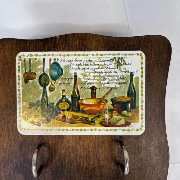 Wooden Recipe Card Holder Vintage Brown Stand Cottage Core Country Chic - Picture 6 of 9